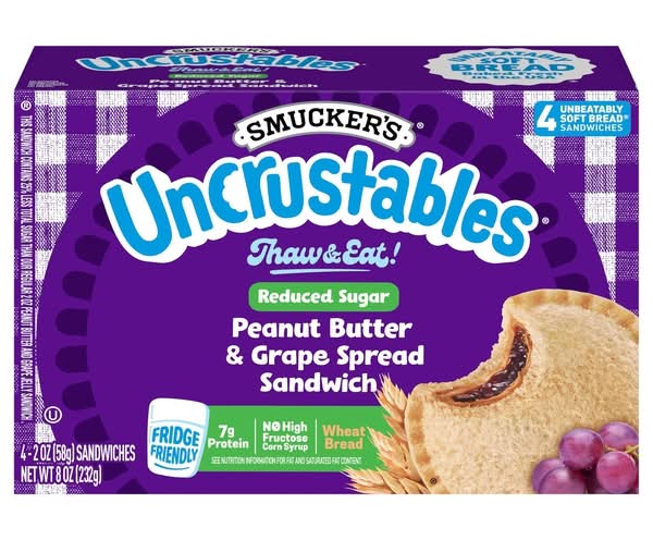 Smucker''S , Reduced Sugar Peanut Butter & Grape Spread Sandwich