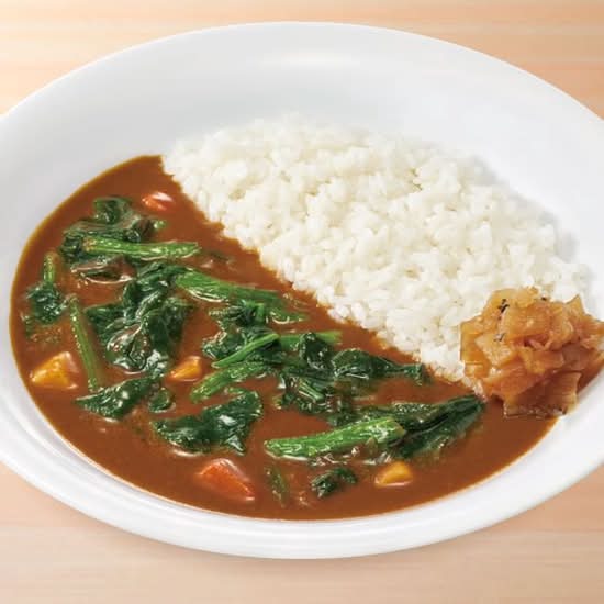 【チーズインハンバーグ付】ほうれん草カレー Pork Curry Rice w/ Spinach