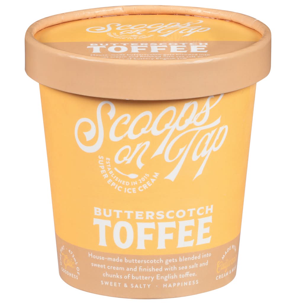 Scoops On Tap Ice Cream, Butterscotch Toffee (473 ml)