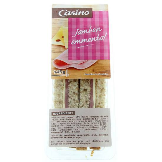 Casino sandwich jambon emmental x2 145 g