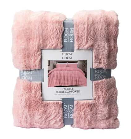 Bubble Faux Fur Comforter Pink