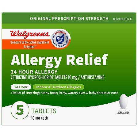 Walgreens Wal-Zyr 24 Hour Allergy Relief, Cetirizine Hydrochloride Tablets