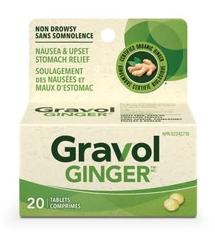 Gravol comprimés pour soulager les nausées et les maux d'estomac - tablets for relieve nausea and stomach upset (20 unités) (gingembre)