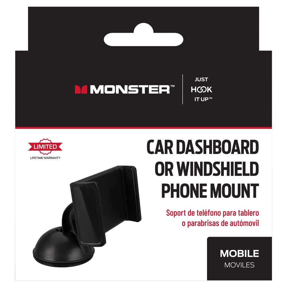 Monster Energy Just Hook It Up Black Windshield Cell Phone Car Mount For Universal