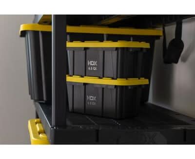 Hdx 6.5 Qt. Tough Storage Tote In Black With Yellow Lid | Postmates