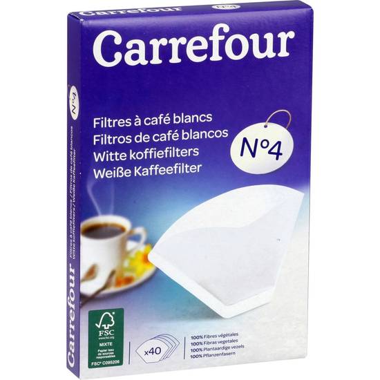 Carrefour - Filtres à café blancs n°4 (40 pièces)