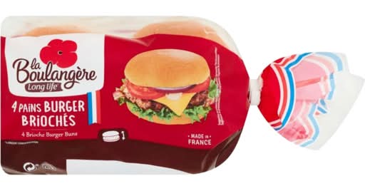 La Boulangère Long Life Brioche Burger Buns (200g, 4 pack)
