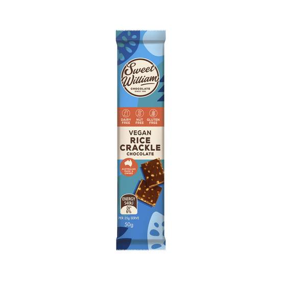 Sweet William Dairy Free Vegan Rice Crackle Chocolate Bar 50g