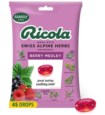 Ricola Oral Anesthetic Cough Drops, Berry Medley (45 ct)