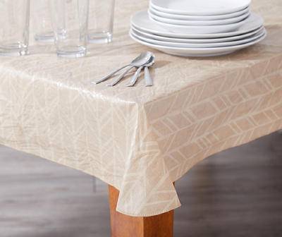 Real Living Herringbone Peva Tablecloth, 52 x 70, Tan