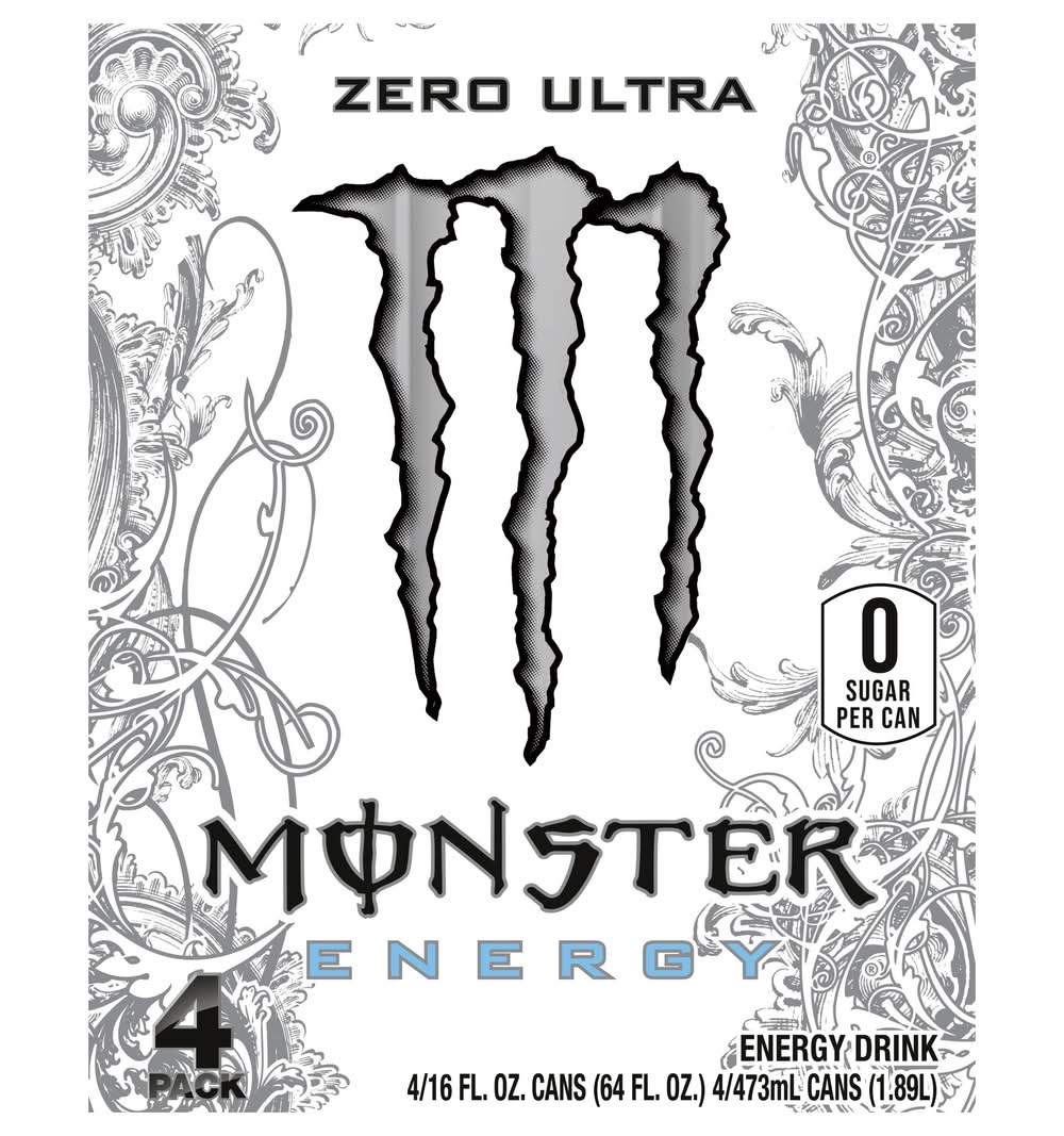 Monster Energy Zero Ultra Energy Drink (4 x 16 fl oz)