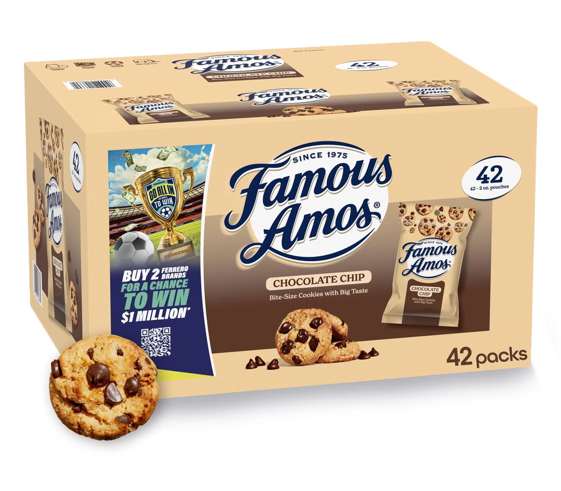 Famous Amos Bite Size Cookies With Big Taste, Chocolate Chip (42 x 2 oz)