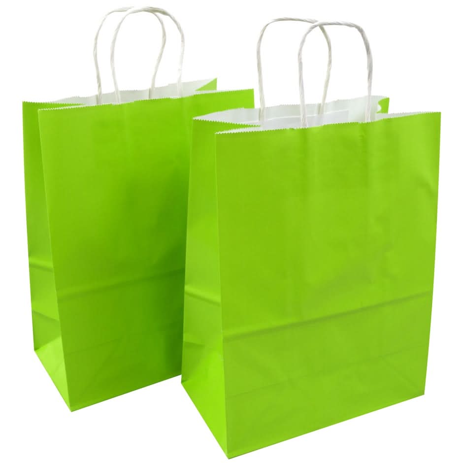 Voila Glossy Gift Bags, M, Lime Green (2 ct)