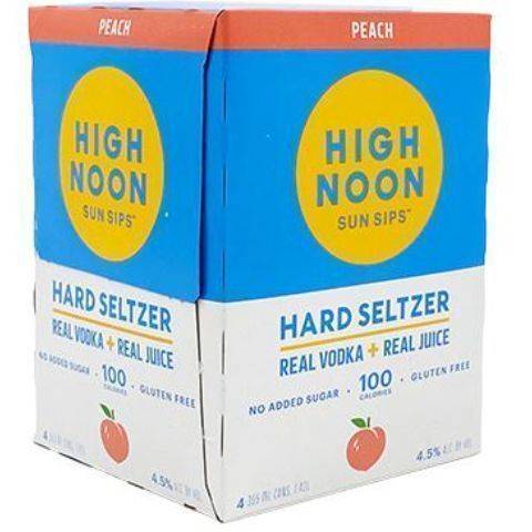 High Noon Peach Vodka Hard Seltzer 4 Pack 12oz Cans