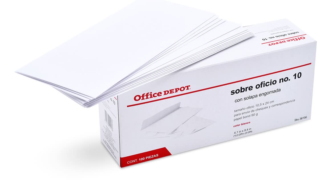 Office Depot · Sobres de papel oficio no. 10 blanco (90 g)