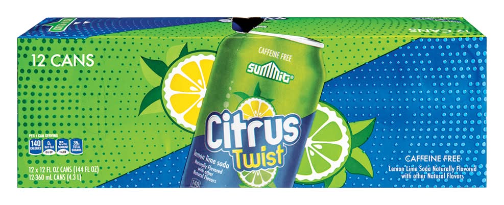 Summit Caffeine Free Citrus Twist Soda, Lemon Lime (12 x 12 fl oz)