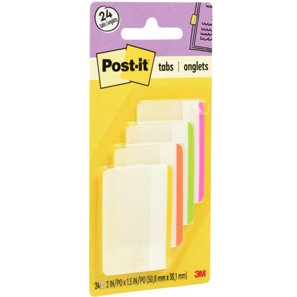 Post-It 2" Tough and Long-Lasting! Variety Colors Durable Filing Tabs (24 pack)