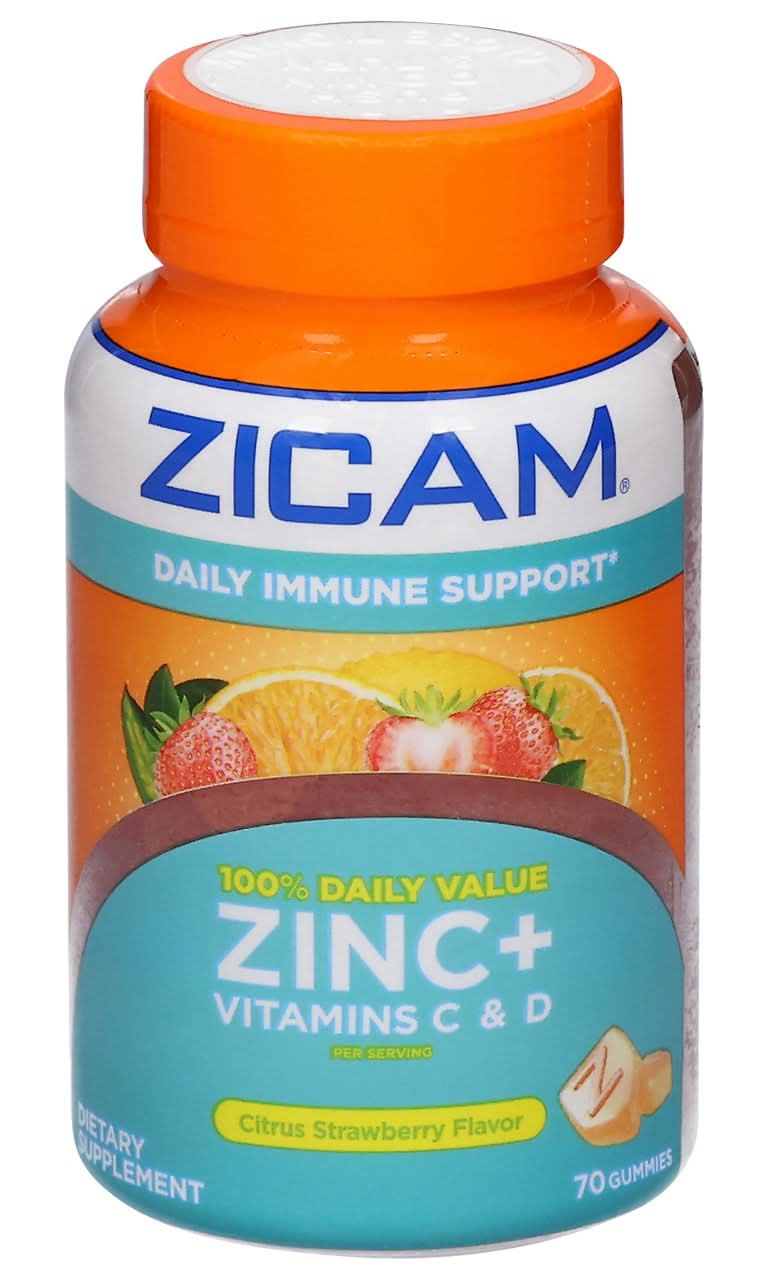 Zicam Zinc + Vitamin C & D, Gummies, Citrus Strawberry Flavor