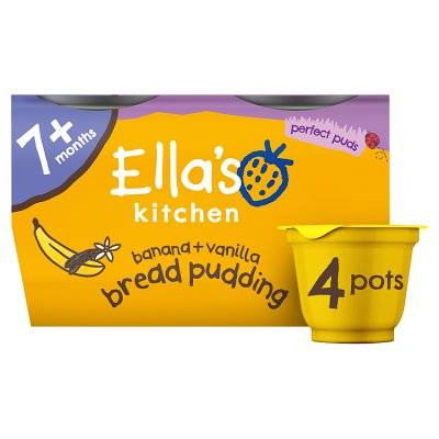 Ella's Kitchen Organic Banana & Vanilla Bread Pudding (4x80g)