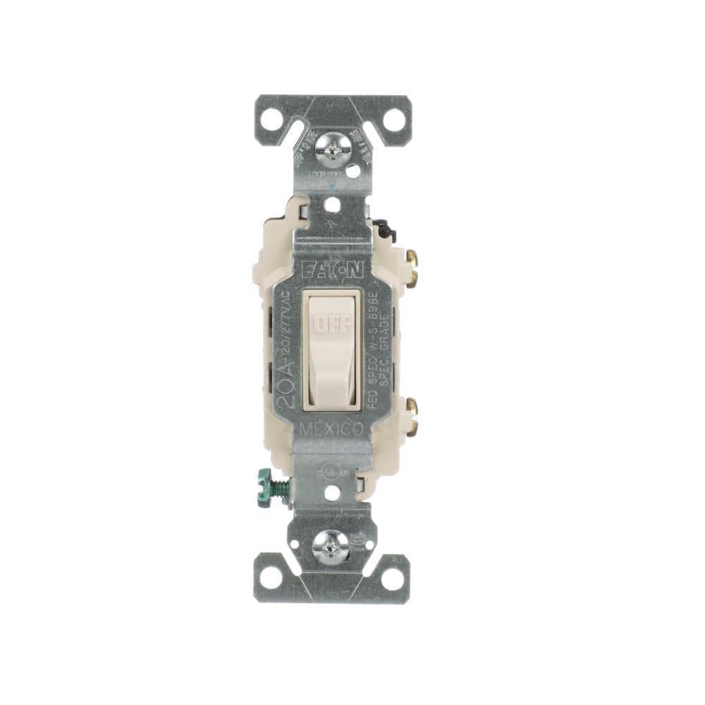 Eaton 20-amp Single-pole Toggle Light Switch, Light Almond | CSB120LA-BX-LW