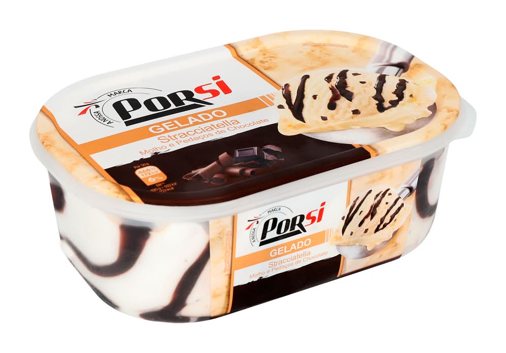 Porsi - Gelado straciatella, embalagem de 900 ml