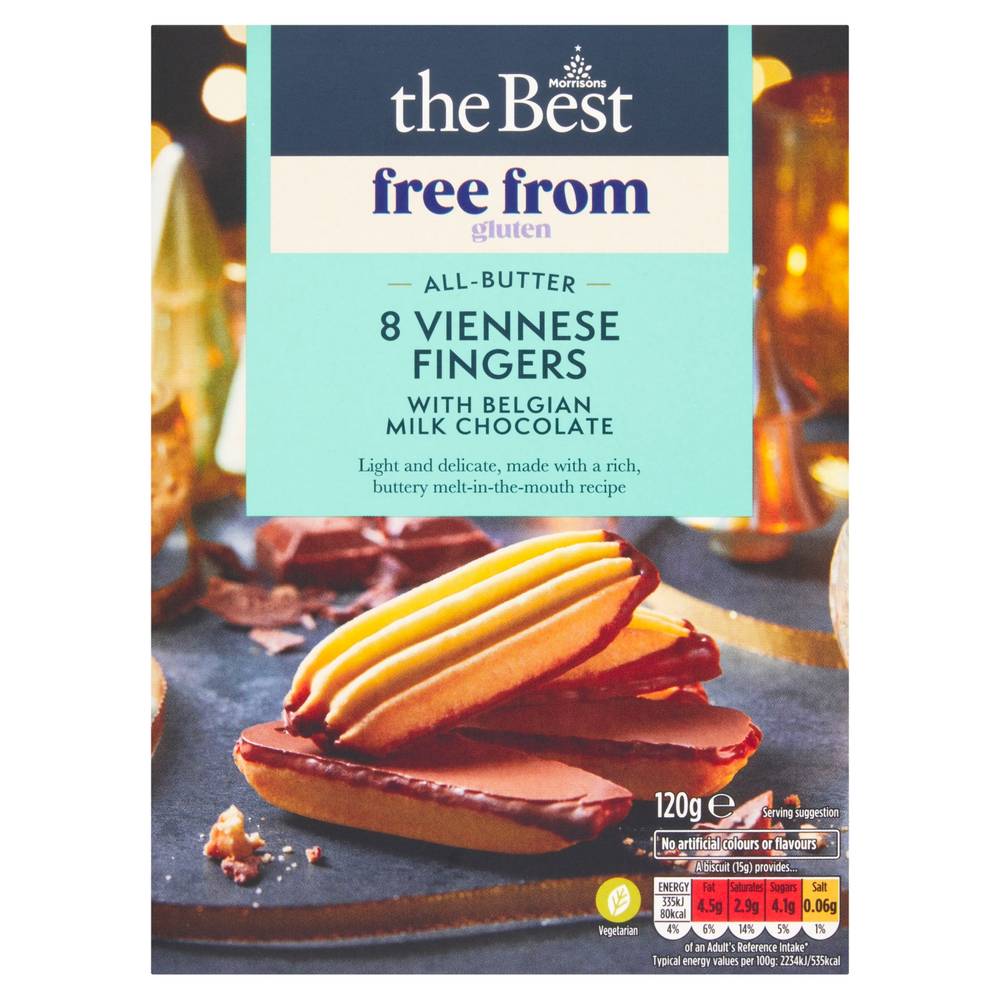 Morrisons Milk Chocolate, Free From the Best Half Coated Viennese Fingers (120g)