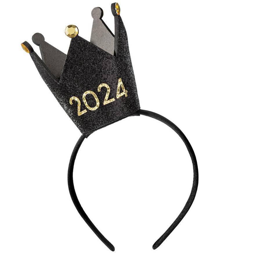 Glitter Black Gold 2024 Crown Headband