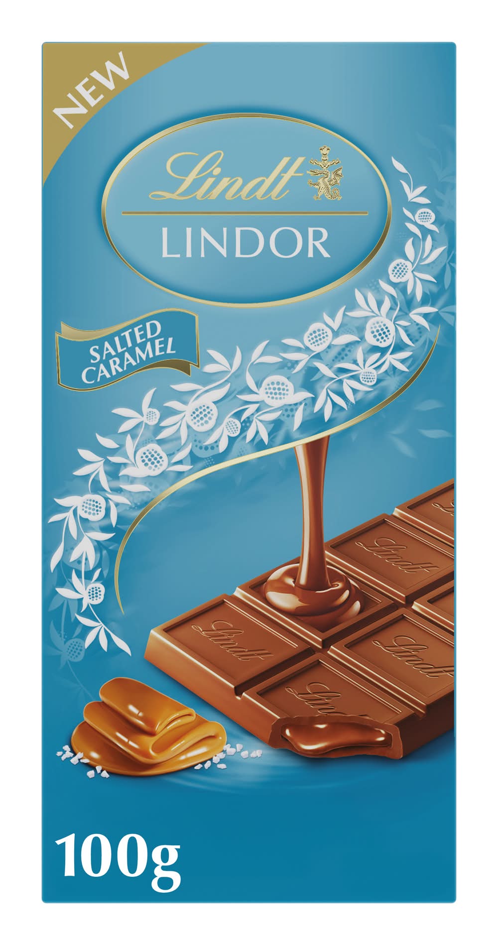 Lindt Lindor Milk Chocolate Bar, Salted Caramel (100g)