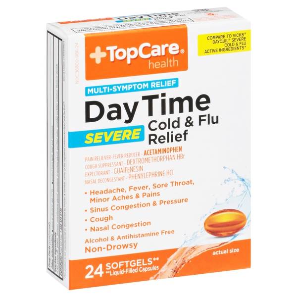 Topcare, Cold & Flu Relief, Day Time, Severe, Softgels