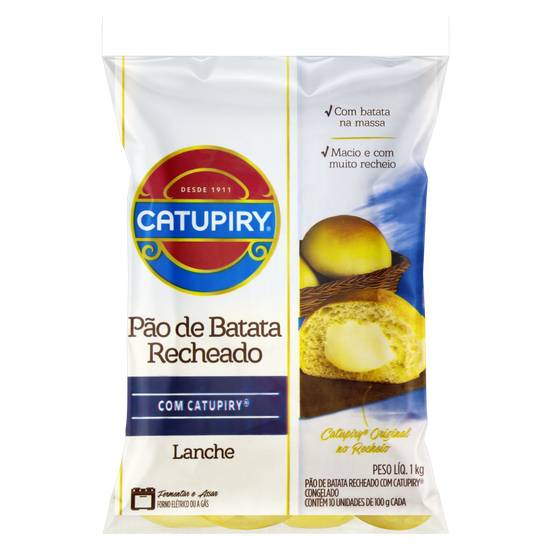 Pão de batata recheado com catupiry lanche (1kg)
