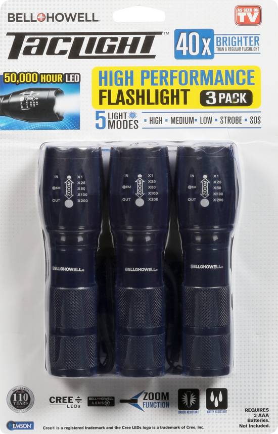 Bell and Howell Tac Light High Performance Flashlights (3 ct)