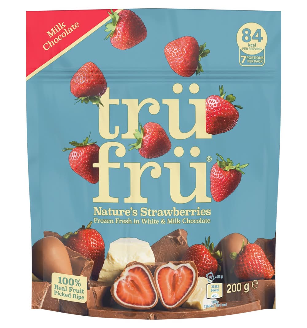 Trü Frü - Ice fraises enrobées de chocolat blanc et au lait (200g)