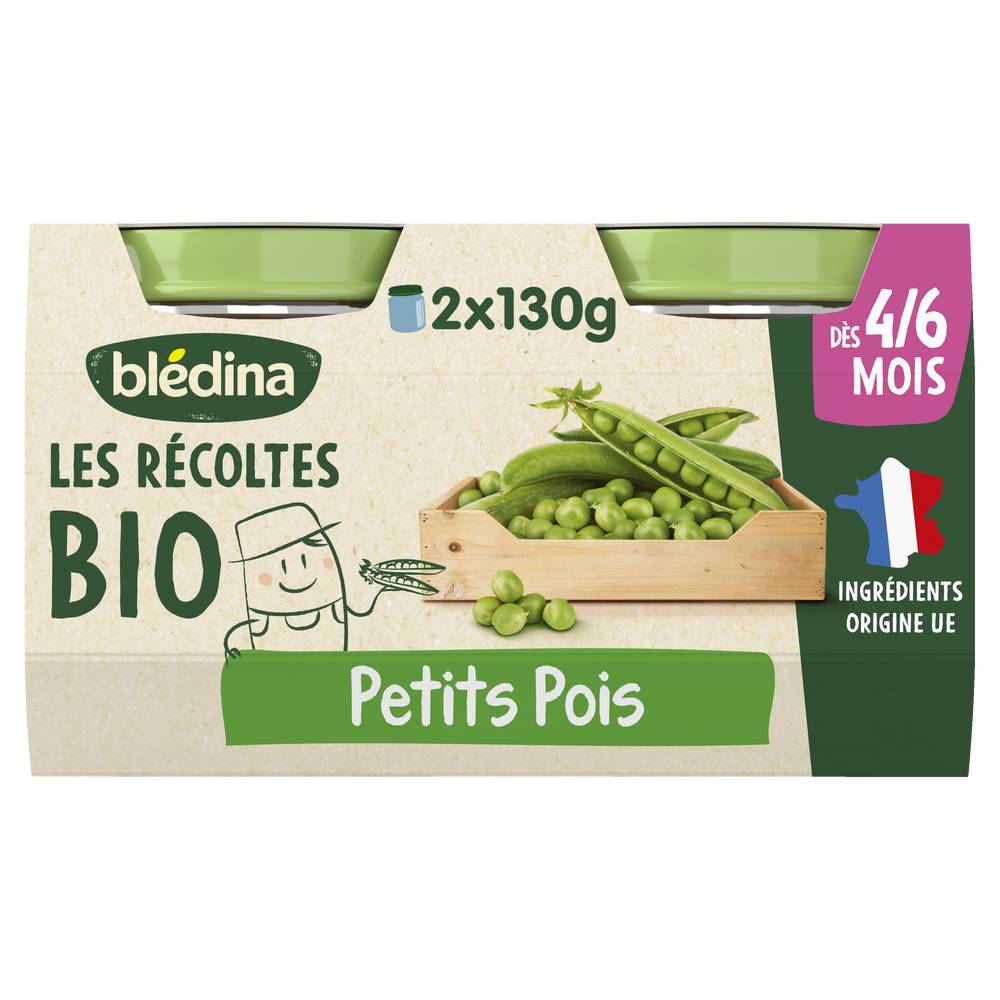 Blédina - Petits pots bébé bio dès 4/6 mois petits pois (260g)