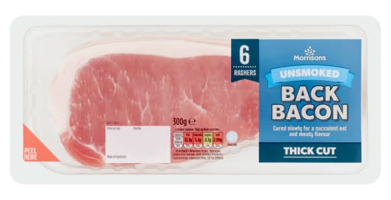 Morrisons Unsmoked Back Bacon Thick Cut Rashers (6 pack)