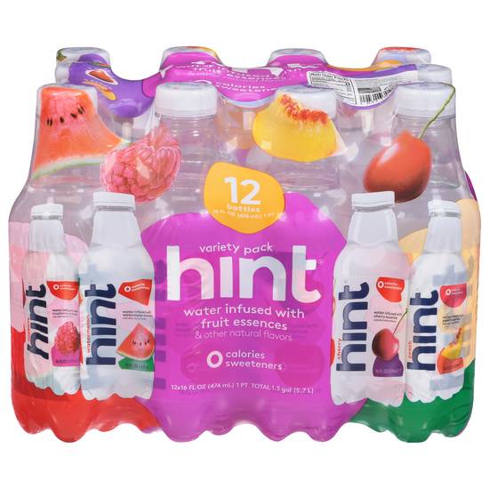 Hint Calories Sweeteners Assorted Fruit Essence Infused Water (12 ct, 16 fl oz)