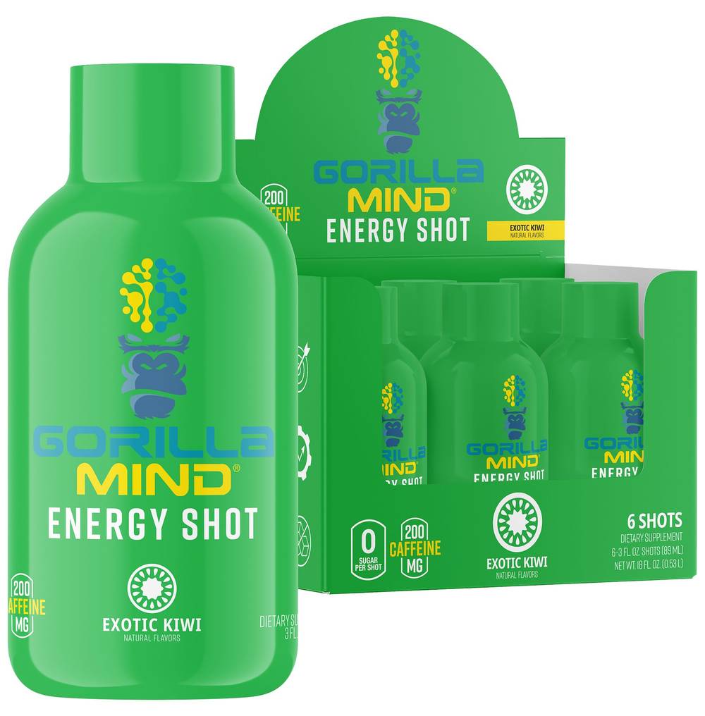 Gorilla Mind Mind Energy Shot (6 ct,3 fl oz) (exotic kiwi)
