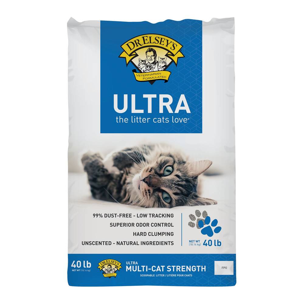 Dr. Elsey's Precious Cat Ultra Clumping Multi-Cat Clay Cat Litter - Unscented, Low Tracking (Size: 40 Lb)