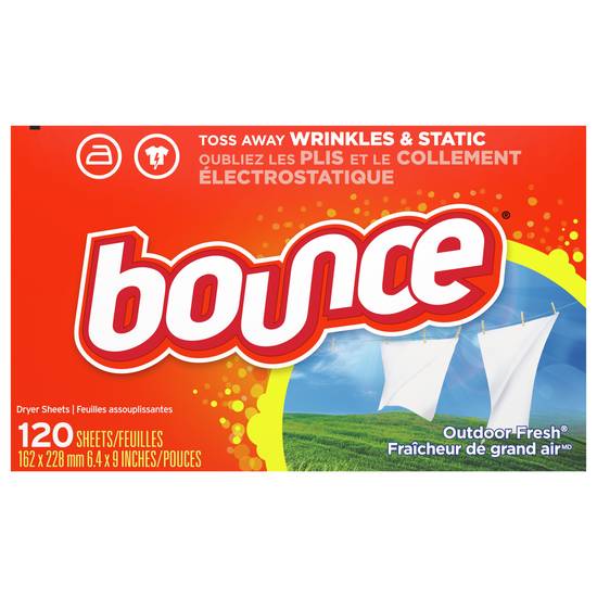 Bounce Outdoor Fresh Scented Fabric Softener Dryer Sheets (120 ct)