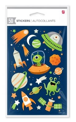 50ct 1 Sheet Stickers For Kids' Aliens in Outer space