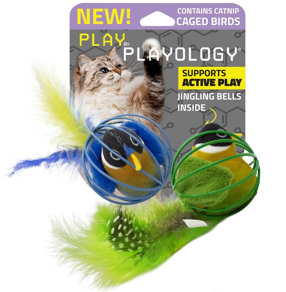 Playology Caged Bird With Catnip Cat Toy (2 ct)