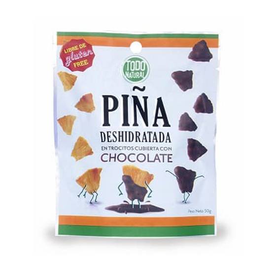 Piña Deshidratada Todo Natural  Cubierta Chocolate 50 g