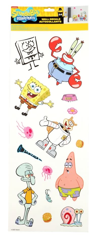 Licensed Nickelodeon Spongebob Squarepants Wall Stickers, 14 stickers