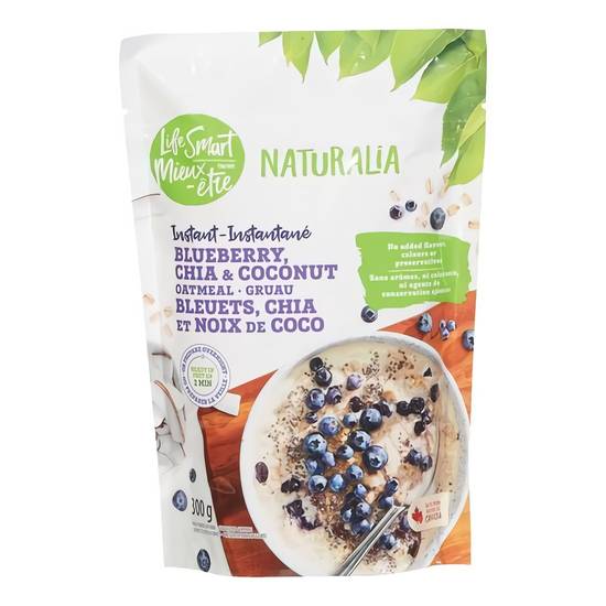 Life smart bleuets chia et noix de coco (49 g) - naturalia blueberry chia & coconut oatmeal (300 g)