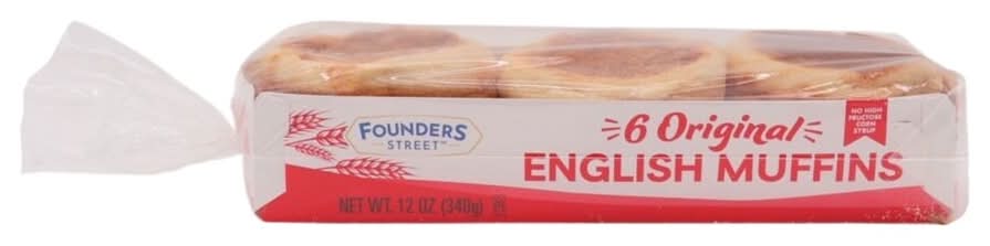 Founders Street Original English Muffins, 6-pc Pack.