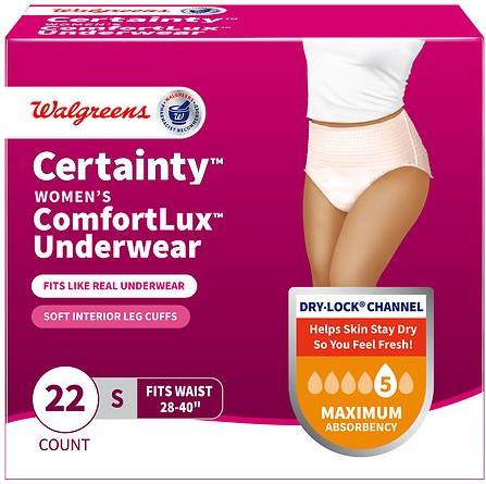 Walgreens Certainty Comfortlux Adult Incontinence Underwear For Women Small