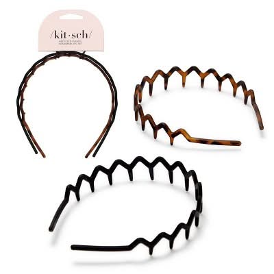 Kitsch Rabs Zig Zag Recycled Headband, Black/Tortoise (2 ct)