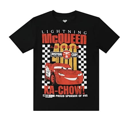 Disney PIXAR Cars Lightning McQueen Ka-Chow Graphic Tee Medium Black