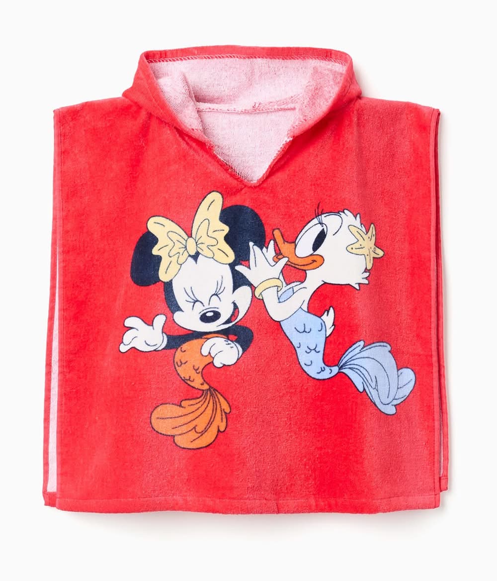 Poncho De Praia Com Capuz Minnie & Daisy Para Bebé Menina, Coral (Rosa - Xs)