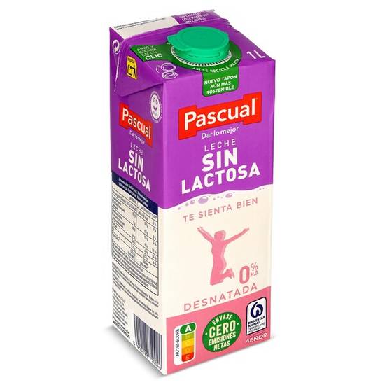 Leche desnatada sin lactosa Pascual brik 1 l