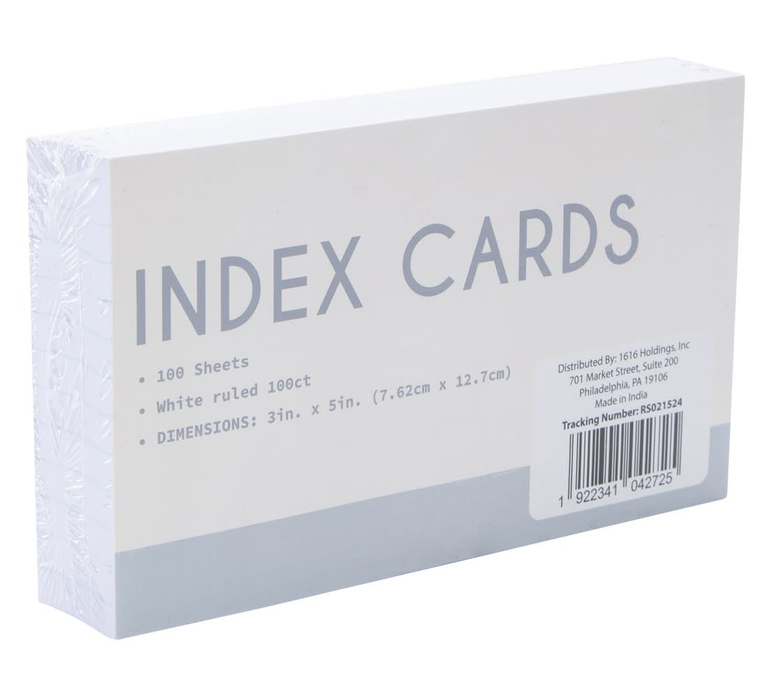 100-Count White Ruled Index Cards 3in x 5in